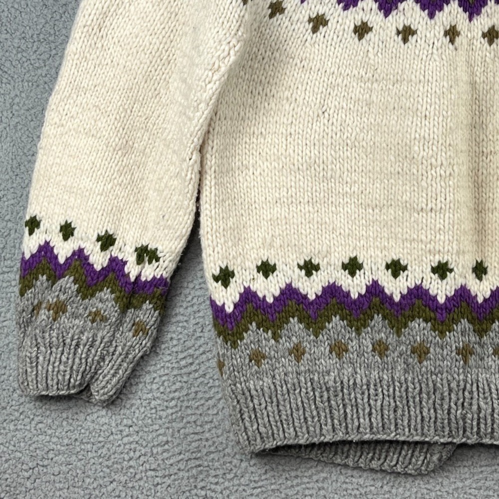 Imbabura Cardigan Cover Sweater Shawl 100% Wool Fair Isle Chunky Knit Womens M - Picture 8 of 11
